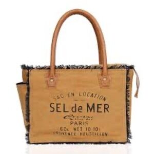 SEL DE MER Beach Bag Summer Pool Boho Tan Tote NWOT NEW Western Upcycled Purse